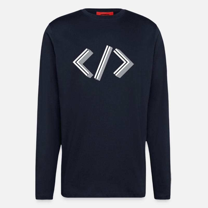 Racchiere retrò - XML HTML per sviluppatori full stack - Maglia a maniche lunghe ecologica casual Made in UE - DARK NAVY