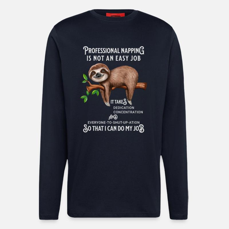 Faultier Witziger Spruch Bürohumor - Langarmshirt - made by SPREAD  - DARK NAVY