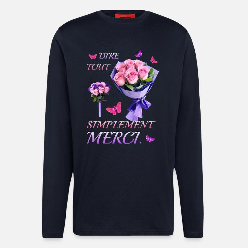 Dites simplement merci. - Manches longues bio décontracté fabriqué en UE - DARK NAVY