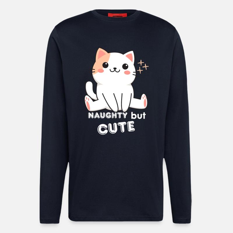 Chat Espiègle et Mignon - Manches longues bio décontracté fabriqué en UE - DARK NAVY