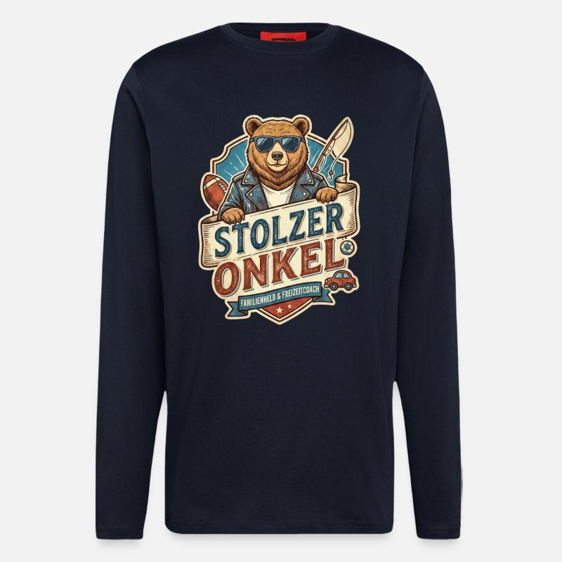 Stolzer Onkel Bär – Freizeitheld - Langarmshirt - made by SPREAD  - DARK NAVY