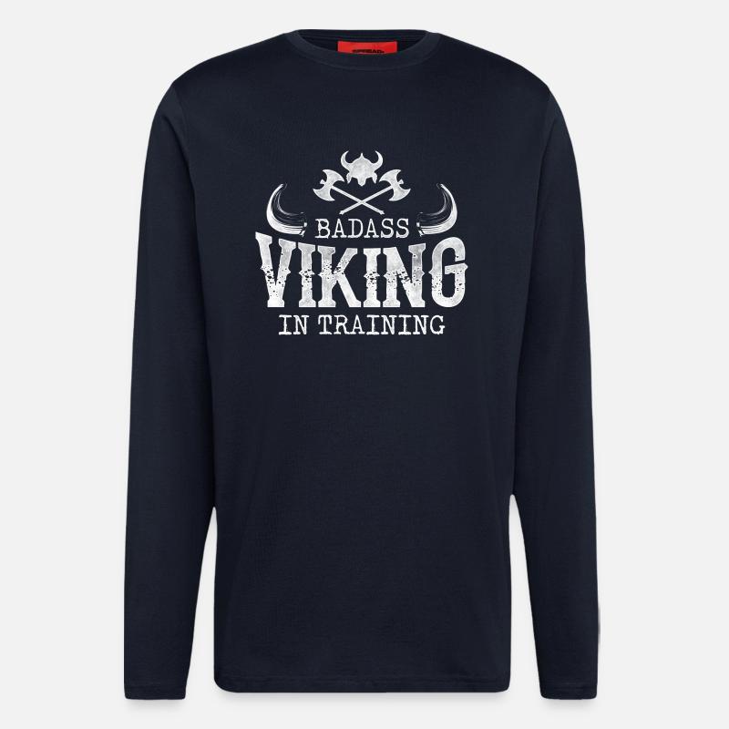 Badass Wikinger Viking im Training - Langarmshirt - made by SPREAD  - DARK NAVY