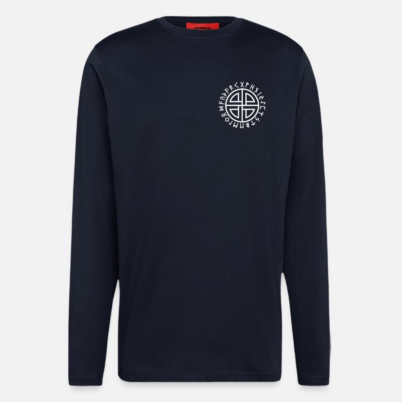 White runes shield knot - Longsleeve - made by SPREAD  - DARK NAVY