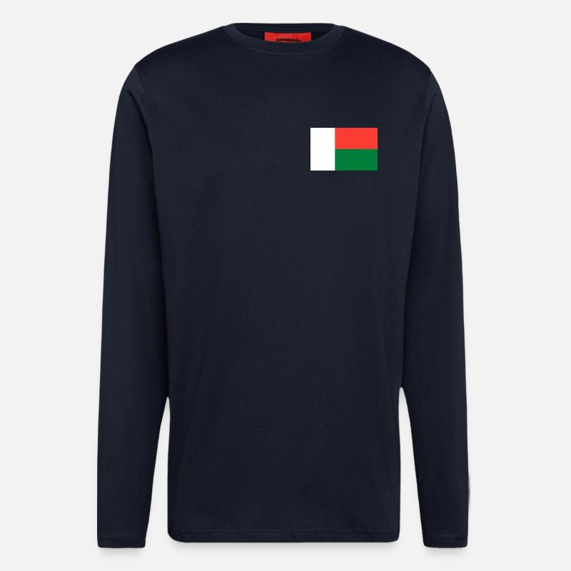 Drapeau de Madagascar - Manches longues bio décontracté fabriqué en UE - DARK NAVY