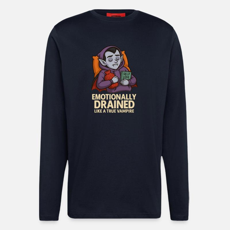 Emotionally Drained Vampire Halloween - Longsleeve - made by SPREAD  - DARK NAVY
