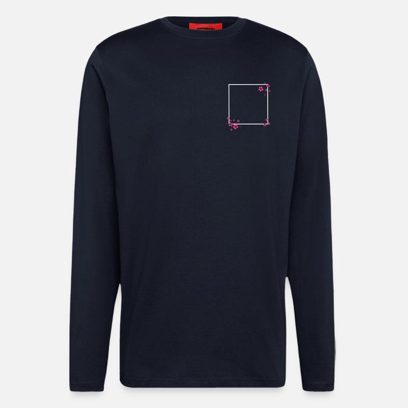 Quadrat Blüten Pink - Langarmshirt - made by SPREAD - DARK NAVY