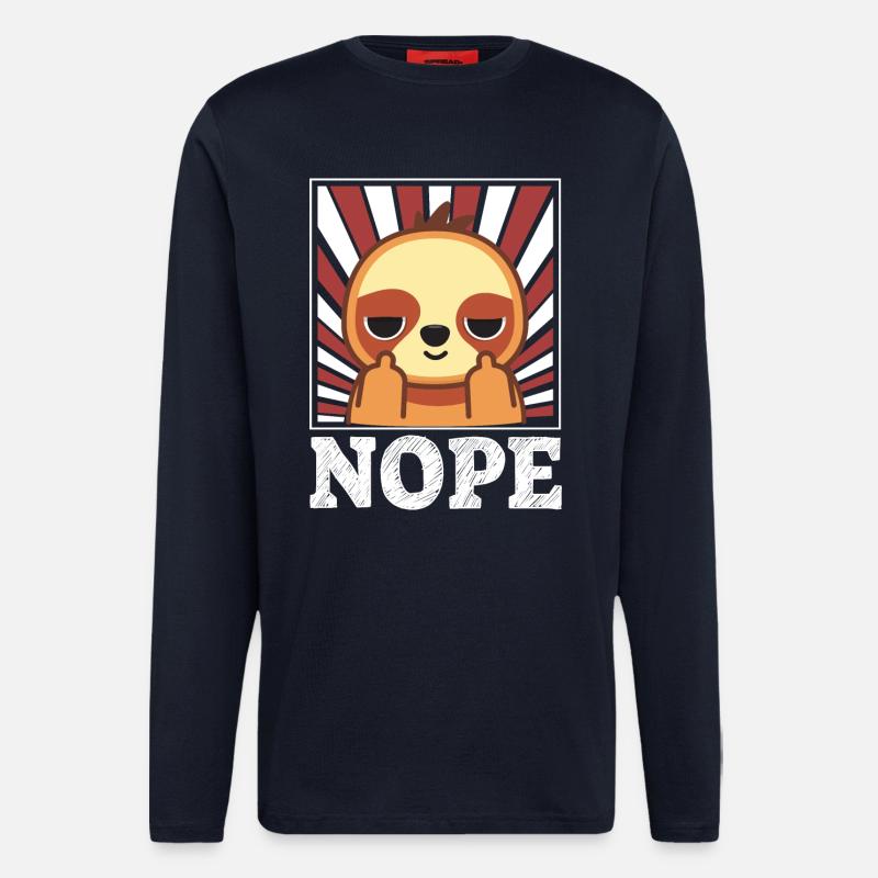 Nope - Faultier mit Mittelfinger - Langarmshirt - made by SPREAD - DARK NAVY