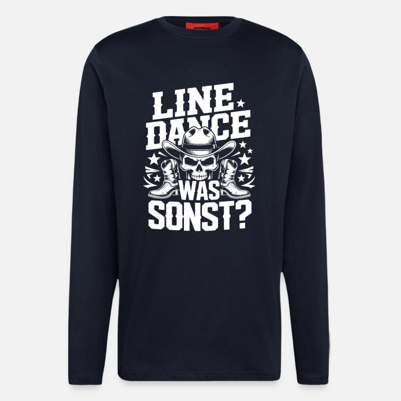Line Dance Schädel Cowboy - Langarmshirt - made by SPREAD  - DARK NAVY