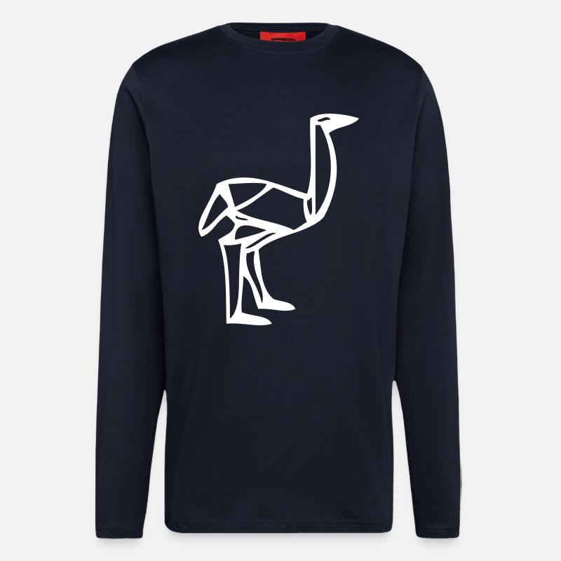 Vogel Strauss - Origami - Langarmshirt - made by SPREAD  - DARK NAVY