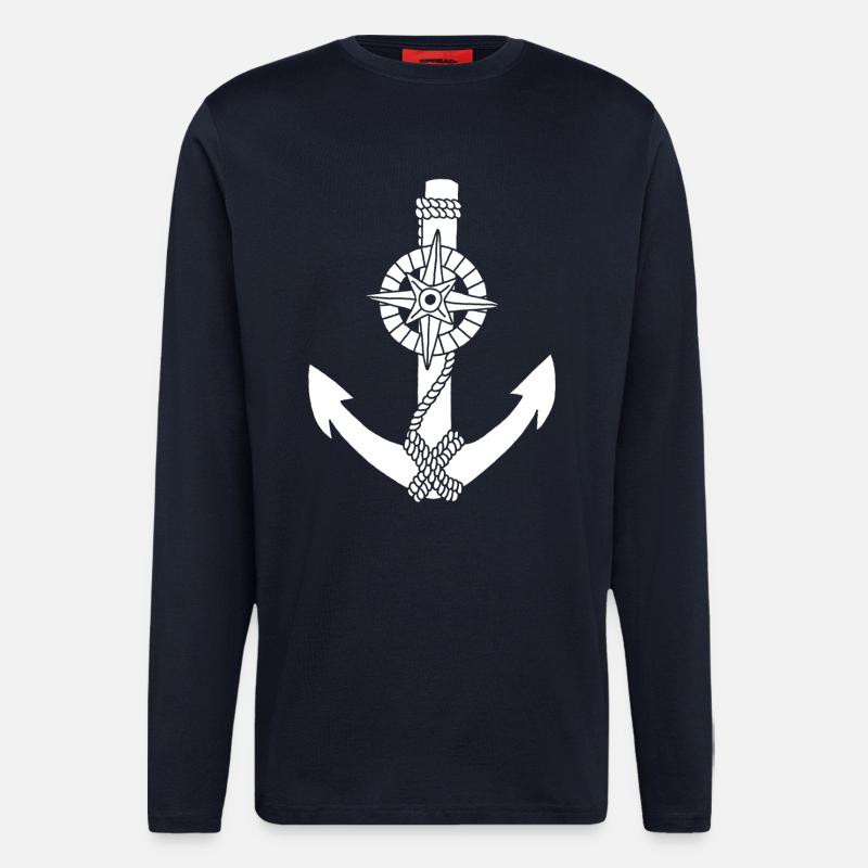 Weißer Ankerkompass - Langarmshirt - made by SPREAD  - DARK NAVY