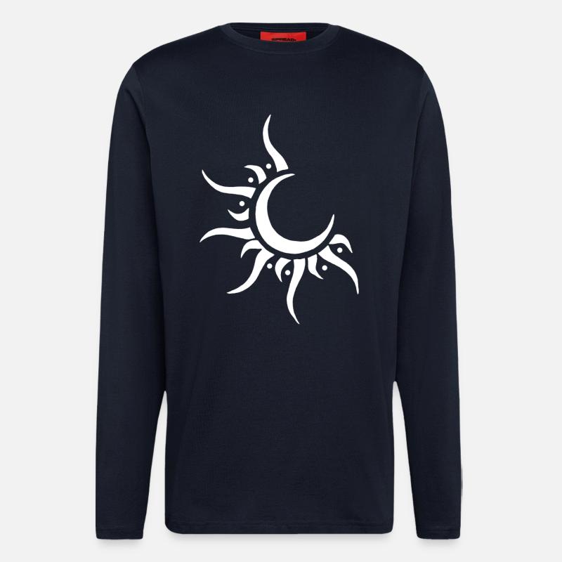 Weiße Sonne und Mond - Langarmshirt - made by SPREAD - DARK NAVY