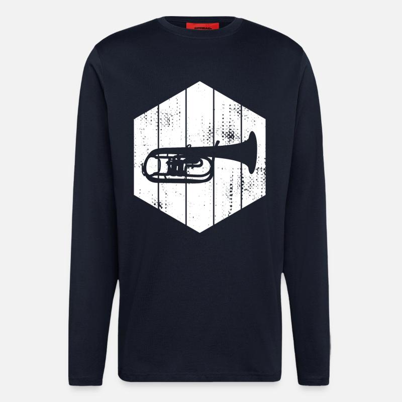 Trompete Zeichnung - Langarmshirt - made by SPREAD - DARK NAVY