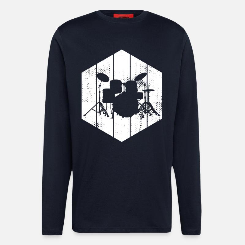 Drum Set Drawing - Longsleeve - made by SPREAD  - DARK NAVY