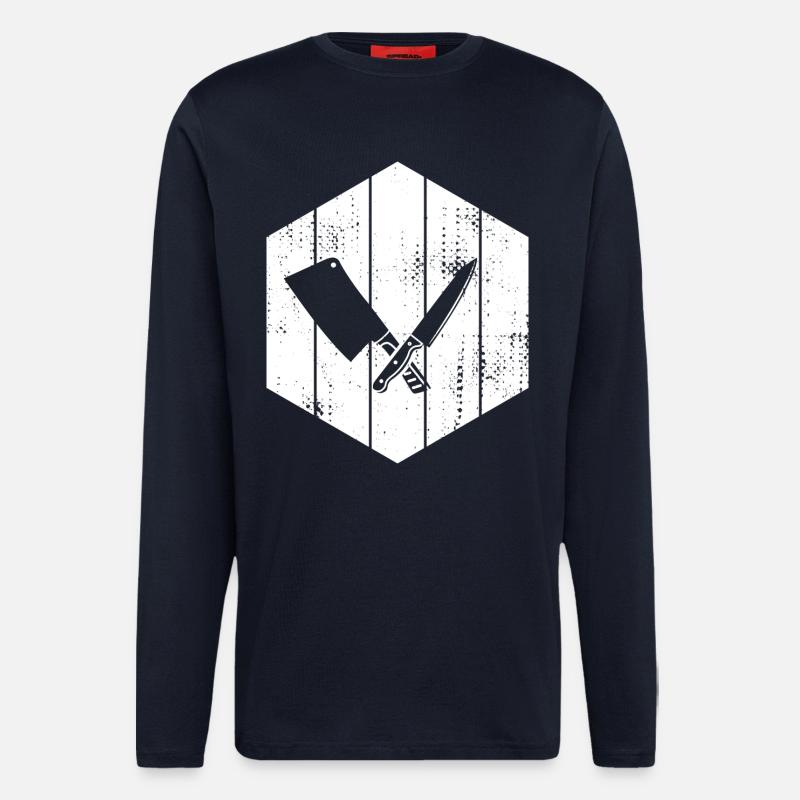 Messer Hackbeil Zeichnung - Langarmshirt - made by SPREAD - DARK NAVY