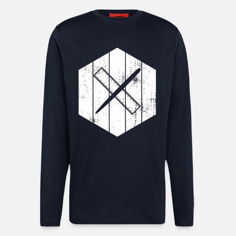 Zeichnen mit Stift und Lineal - Langarmshirt - made by SPREAD  - DARK NAVY