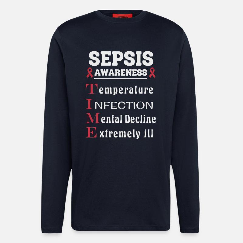 Sepsis Aufklärung T.I.M.E. Leitfaden - Langarmshirt - made by SPREAD  - DARK NAVY