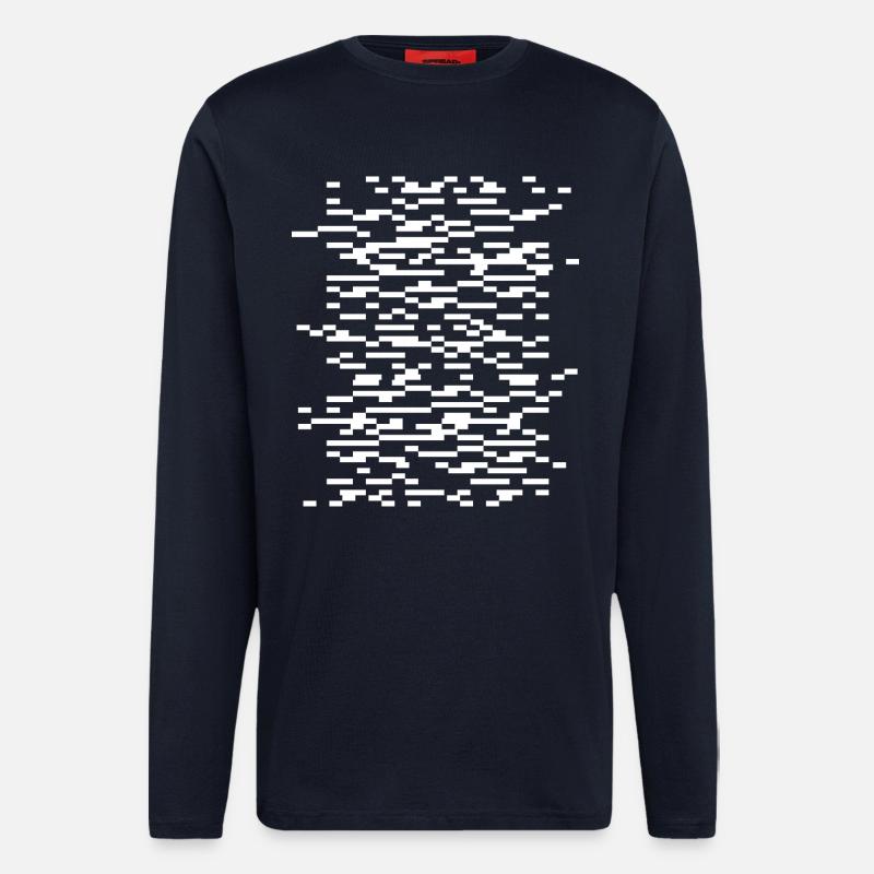 Glitch Waveframes Grille de nuit - Manches longues bio décontracté fabriqué en UE - DARK NAVY