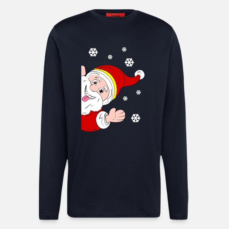 Froher Weihnachtsmann Schneegruß - Langarmshirt - made by SPREAD  - DARK NAVY