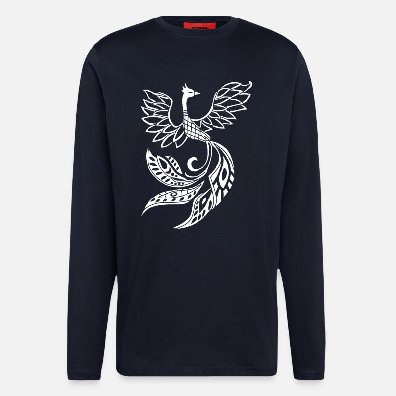 Weißer Phönixvogel - Langarmshirt - made by SPREAD  - DARK NAVY