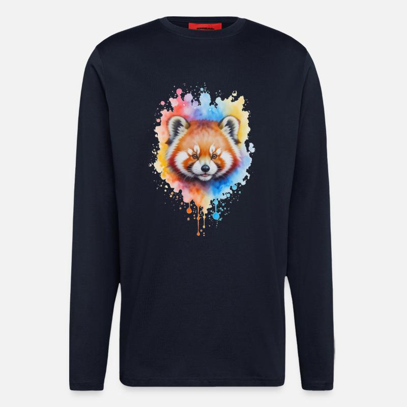 Rot Panda Aquarell Splash - Langarmshirt - made by SPREAD - DARK NAVY