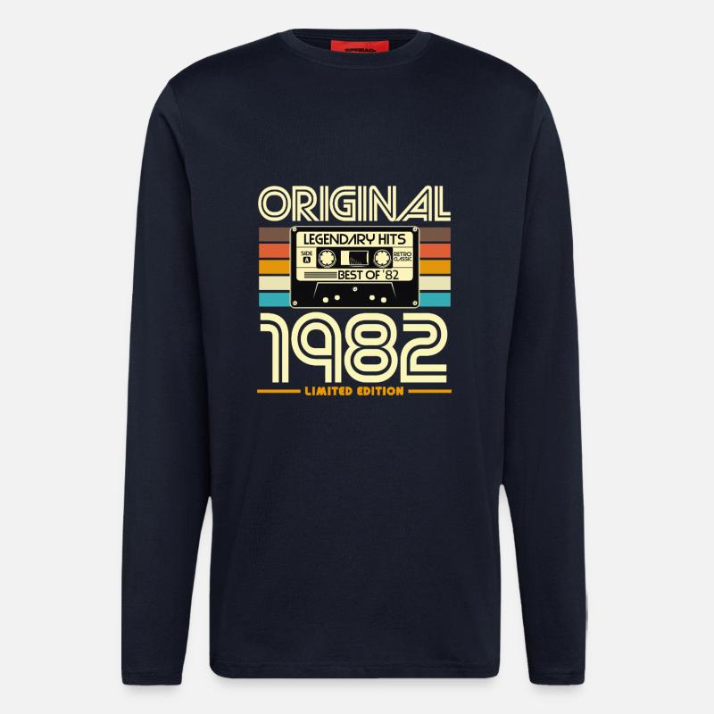 Original 1982Retro Cassette - Longsleeve - made by SPREAD  - DARK NAVY