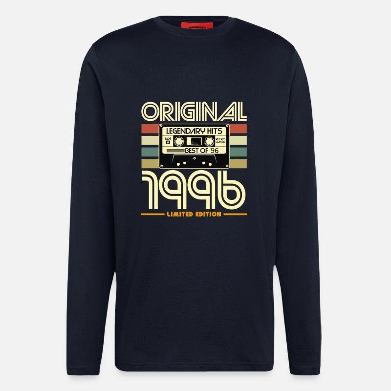 Original 1996 Cassette Nostalgie - Manches longues bio décontracté fabriqué en UE - DARK NAVY