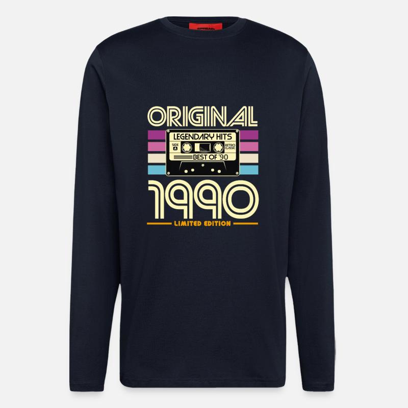 Original Hits 90s Cassette - Manches longues bio décontracté fabriqué en UE - DARK NAVY