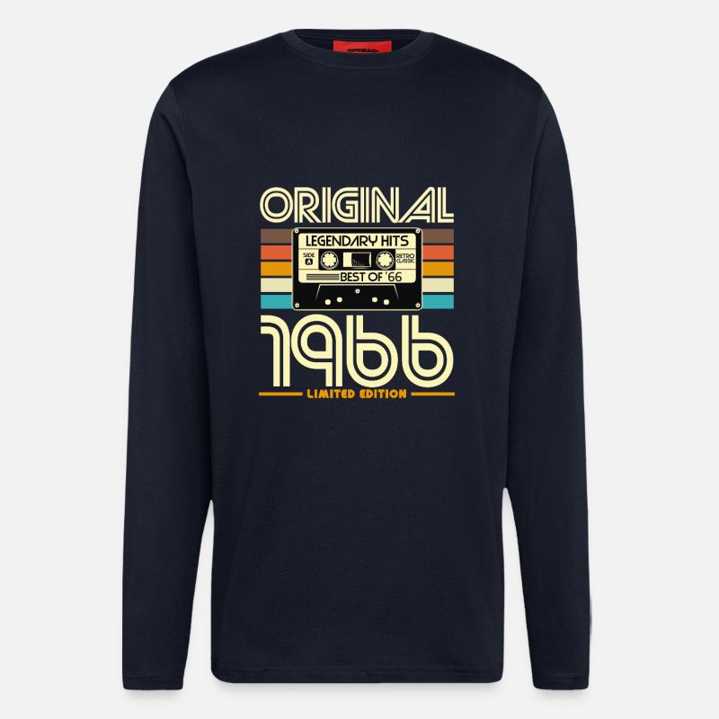 Cassette 1966 Légendes Retro - Manches longues bio décontracté fabriqué en UE - DARK NAVY