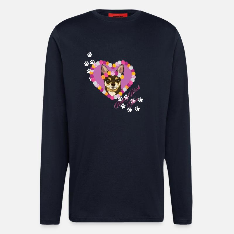 Ruhender Chihuahua mit dem Gesicht - Langarmshirt - made by SPREAD  - DARK NAVY