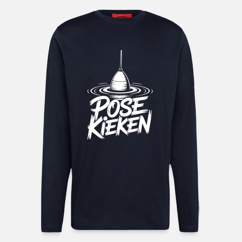 Fischen Pose Humor - Langarmshirt - made by SPREAD  - DARK NAVY
