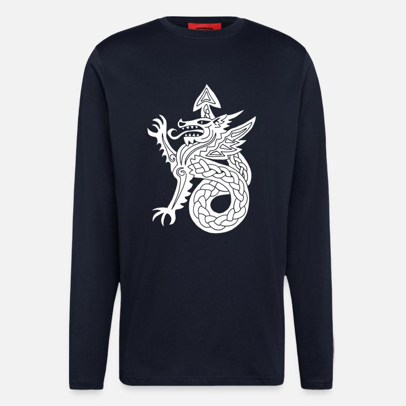 White Dragon - Longsleeve - made by SPREAD  - DARK NAVY