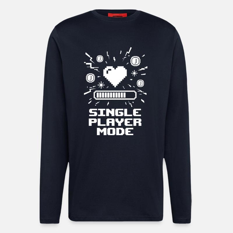 Single Player Mode Gamer Herz - Langarmshirt - made by SPREAD  - DARK NAVY