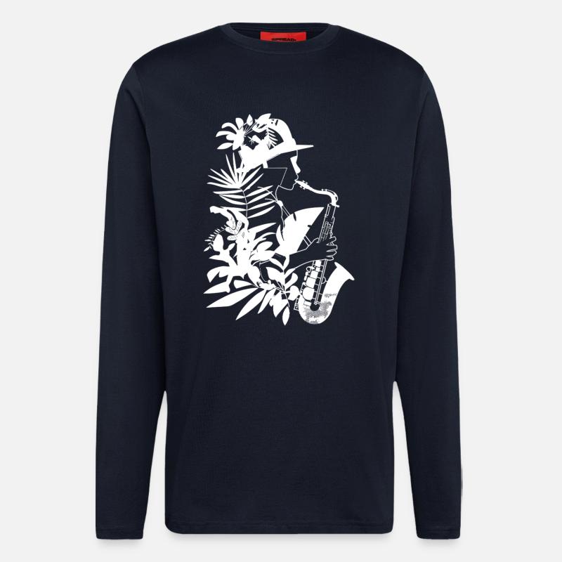 Female Saxophonist Comic Look - Longsleeve - made by SPREAD  - DARK NAVY