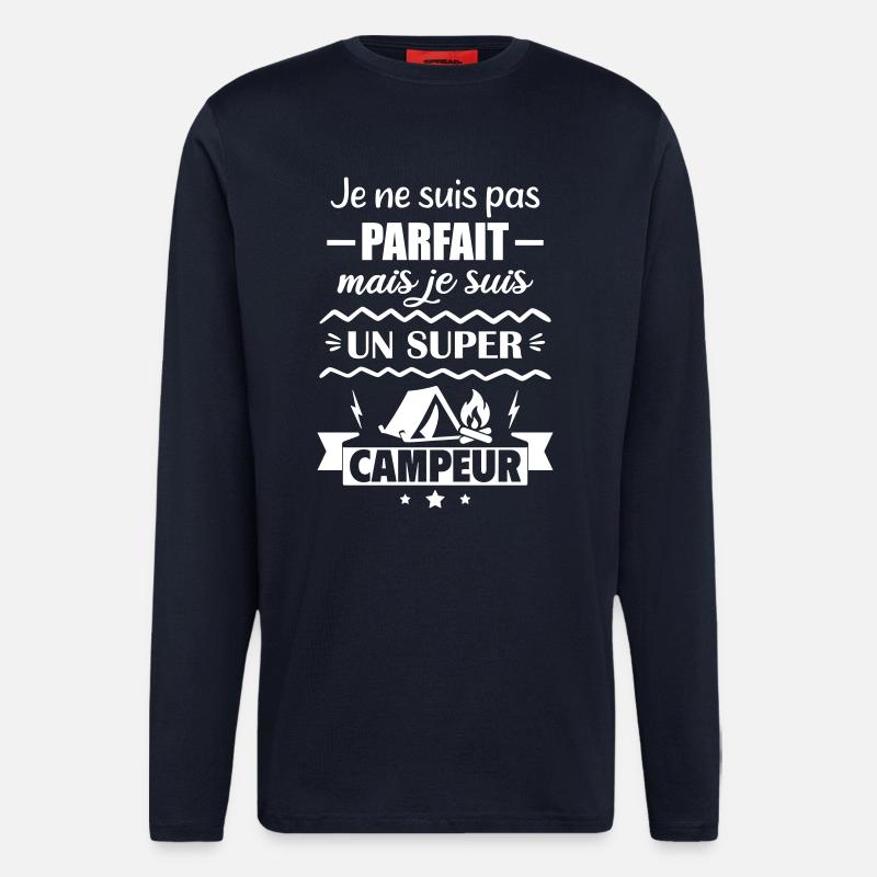 Pas parfait mais super campeur - Manches longues bio décontracté fabriqué en UE - DARK NAVY