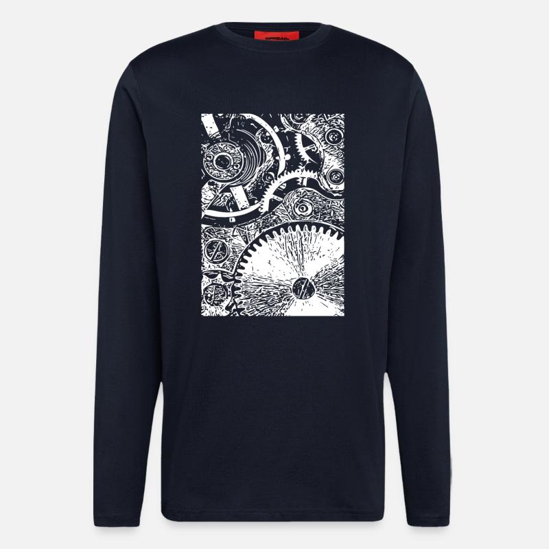 Zahnrad Clockwork Muster - Langarmshirt - made by SPREAD - DARK NAVY