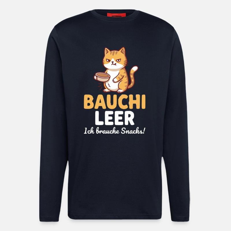 Bauchi leer Katze mit Kaffee - Langarmshirt - made by SPREAD - DARK NAVY