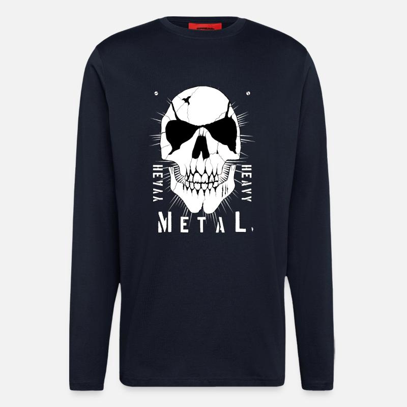 Metallschädel mit Rissen - Langarmshirt - made by SPREAD - DARK NAVY