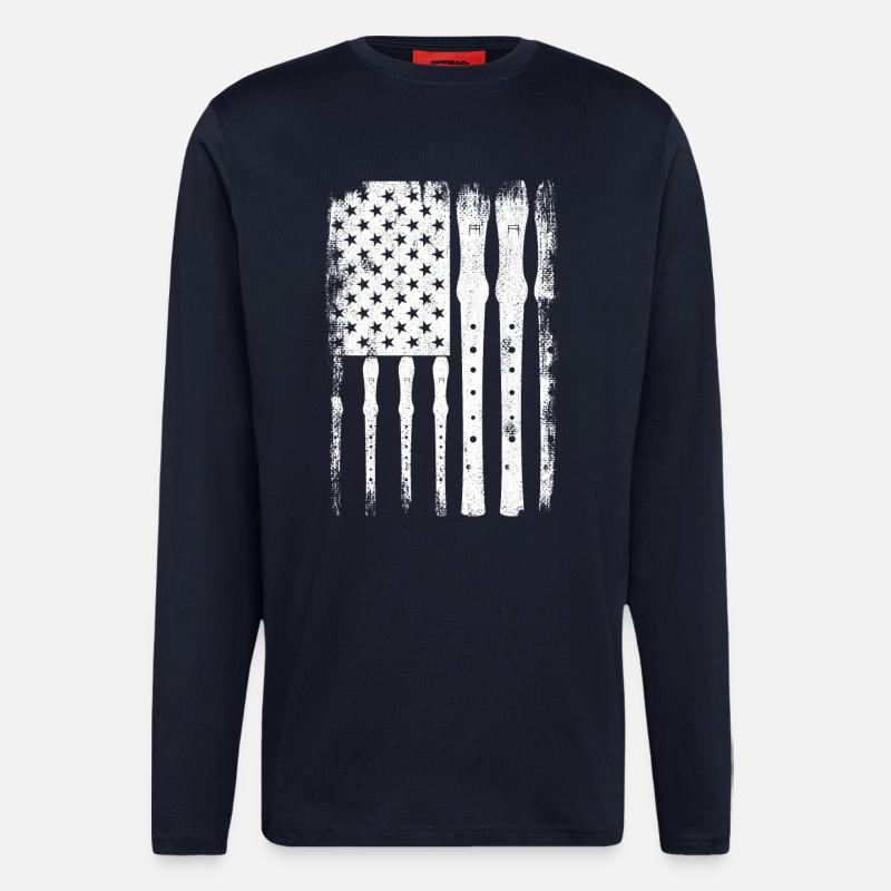 Flute U.S. Flag - Longsleeve - made by SPREAD  - DARK NAVY