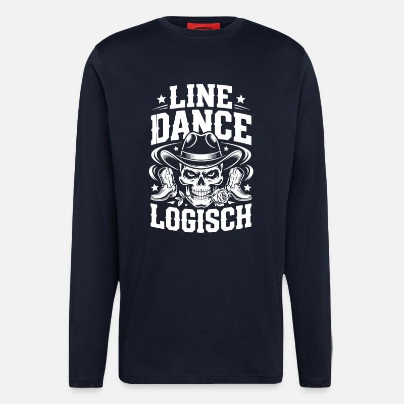 Line Dance Skull Cowboy - Longsleeve - made by SPREAD - DARK NAVY