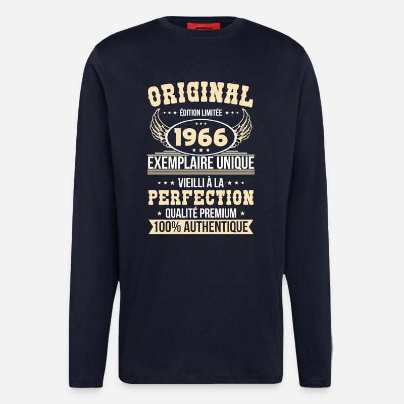 1966 – Einzigartiges Beispiel – Premiumqualität - Langarmshirt - made by SPREAD  - DARK NAVY