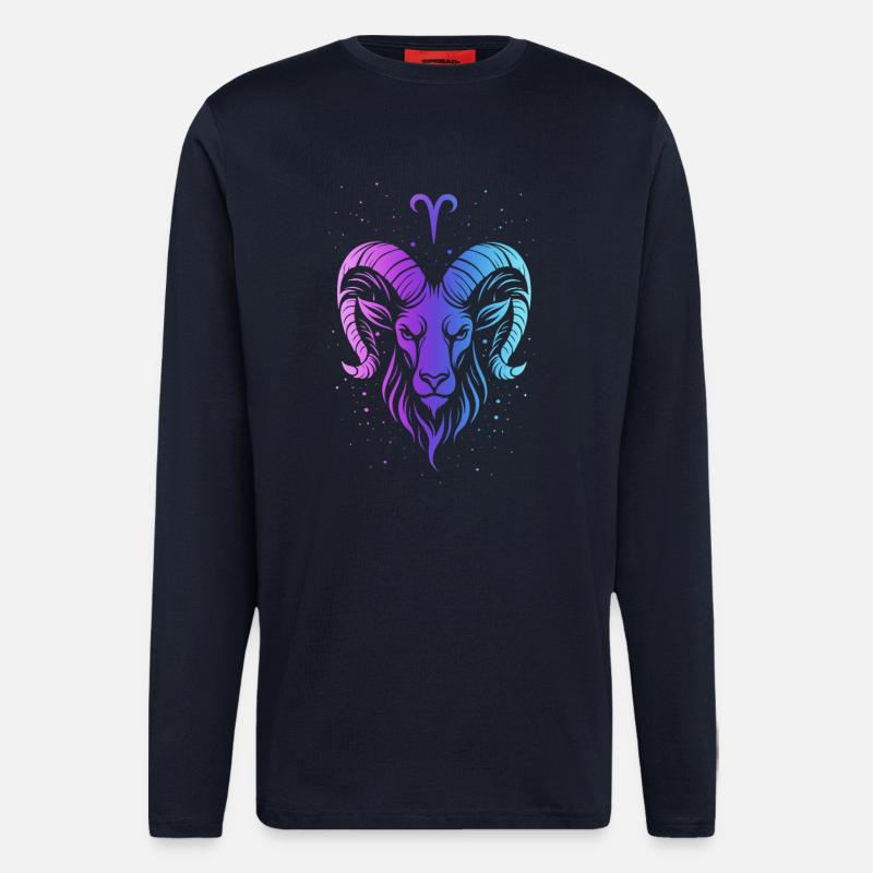 Widder: Neon-Tierkreisgeist - Langarmshirt - made by SPREAD  - DARK NAVY