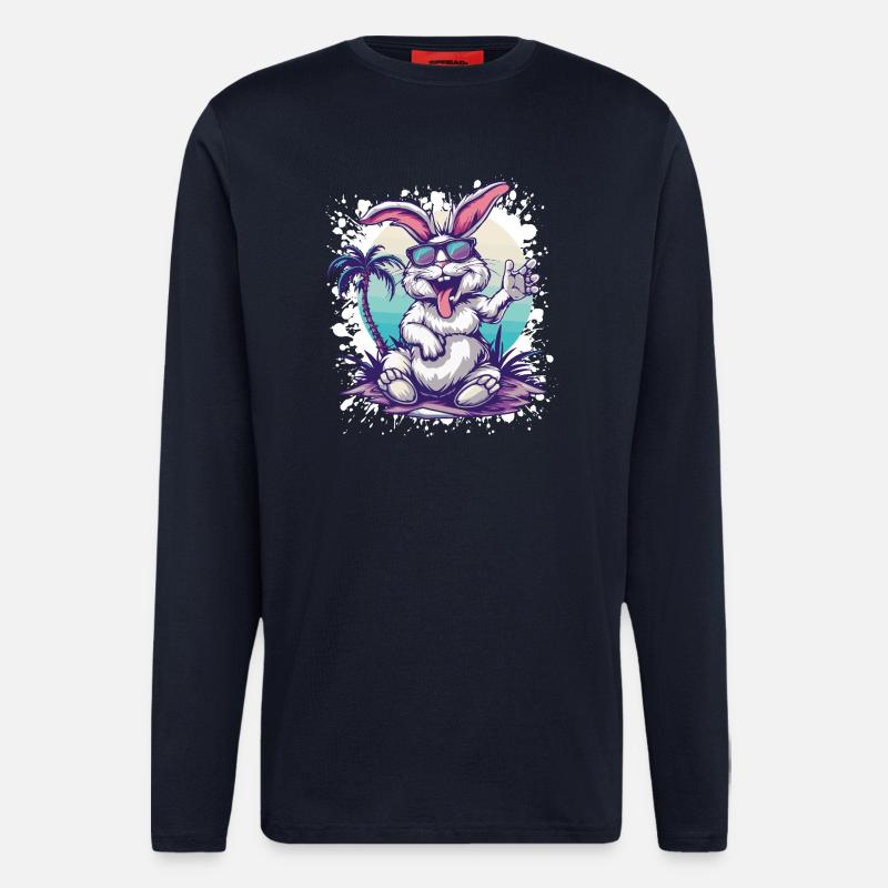 Rabbit Island Palm Tree - Longsleeve - made by SPREAD  - DARK NAVY