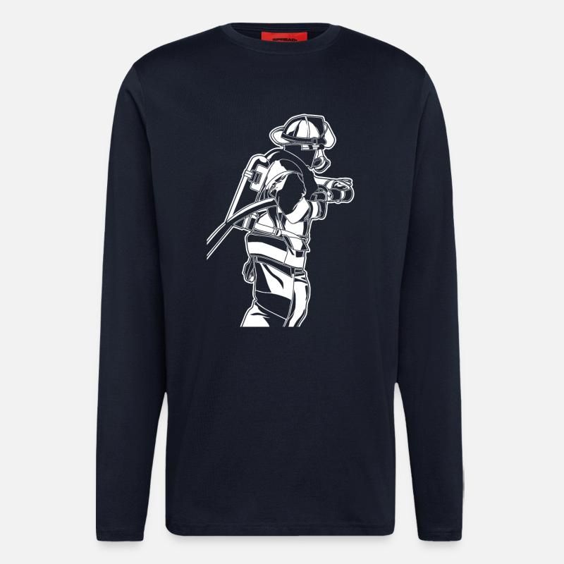 Feuerwehrmann Skizze - Langarmshirt - made by SPREAD  - DARK NAVY