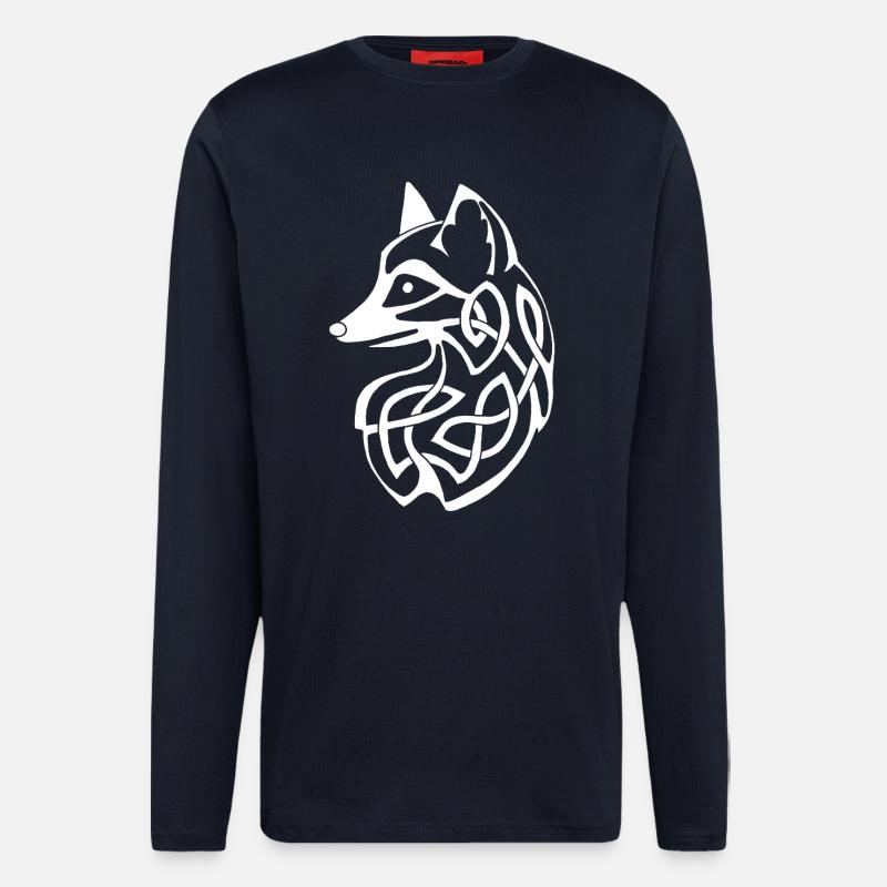 White Celtic Fox - Longsleeve - made by SPREAD  - DARK NAVY