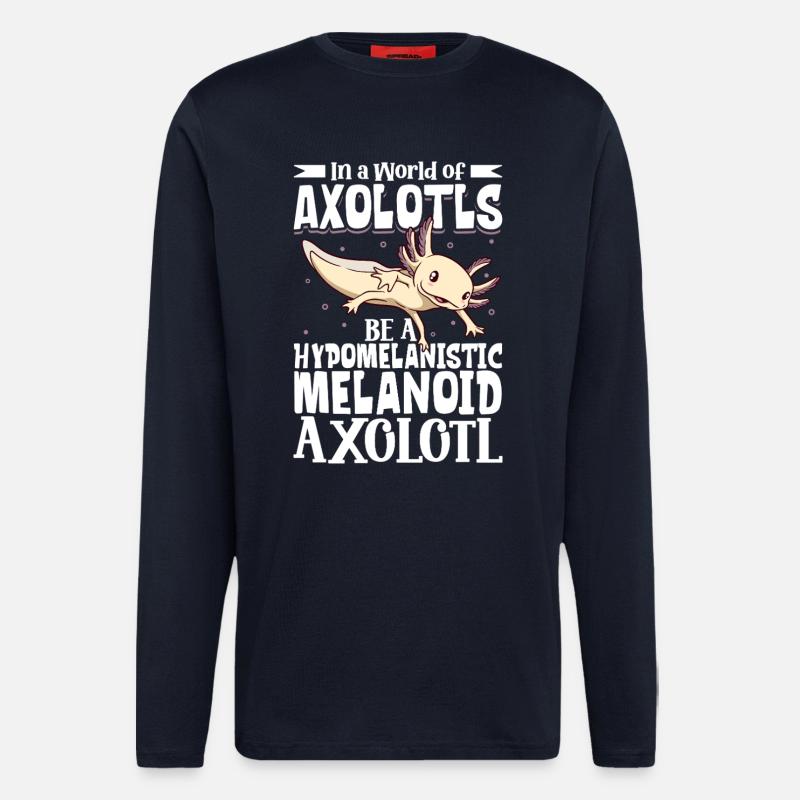 Be a Hypomelanistic melanoid Axolotl - Longsleeve - made by SPREAD - DARK NAVY