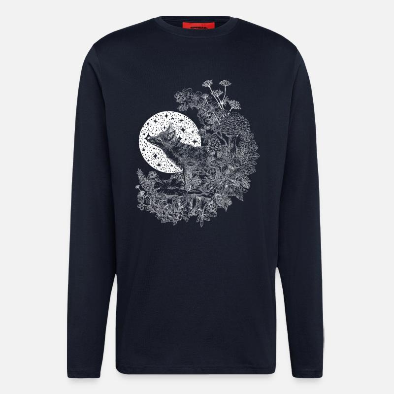 FOX & NIGHT SKY - Longsleeve - made by SPREAD  - DARK NAVY