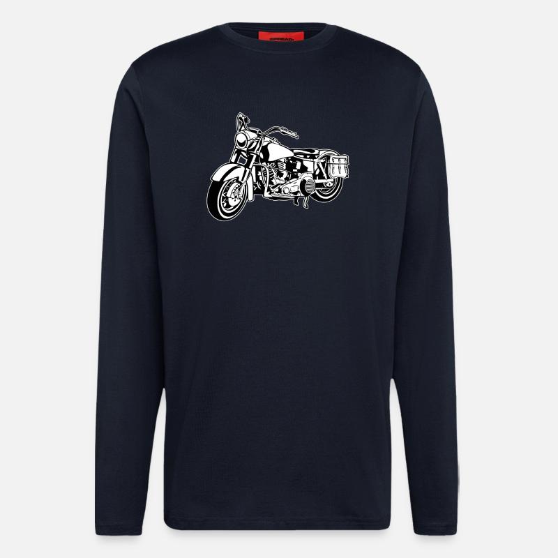 moto Chopper 10_schwarz blanc - Manches longues bio décontracté fabriqué en UE - DARK NAVY