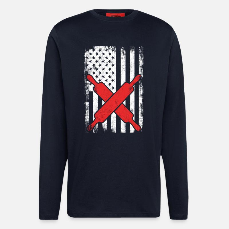 US Flagge Bäcker - Langarmshirt - made by SPREAD - DARK NAVY