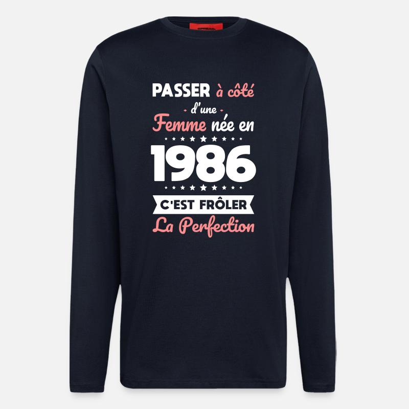 Geboren 1986 – Perfektion nahe - Langarmshirt - made by SPREAD  - DARK NAVY