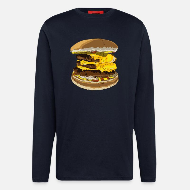 Burger cheeseburger giant - Longsleeve - made by SPREAD  - DARK NAVY